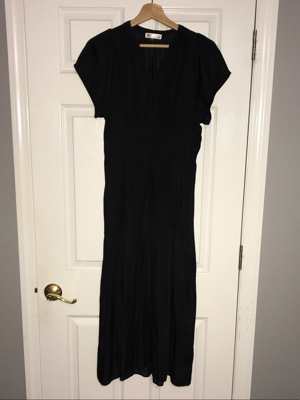 Classic Black Maxi Dress with V-Neck Detail